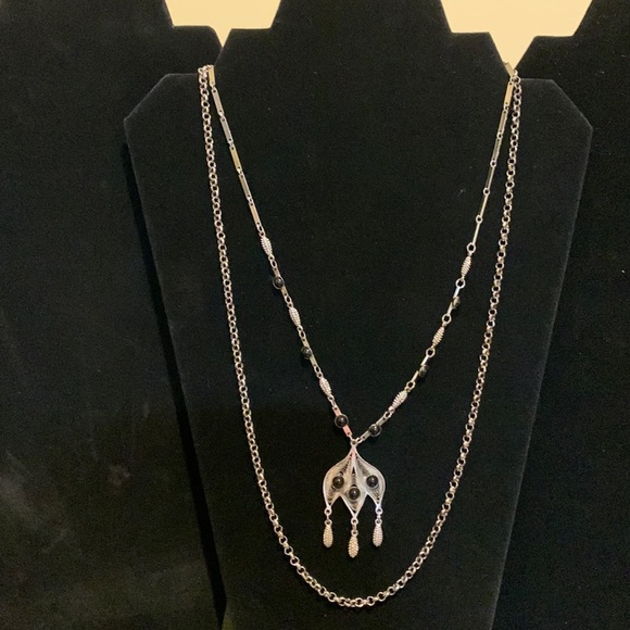 ♥️ SALE 3for$15! Vintage silver tone double chain necklace w/spring clasp - Picture 1 of 4